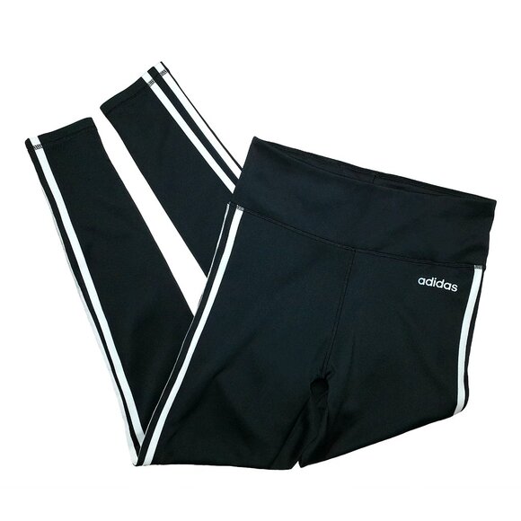 NWOT Adidas Climalite Black High-Waisted Performance 3-Stripes 7/8 Leggings Sz M - Picture 3 of 9